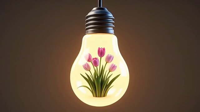 Surreal Lightbulb Containing Changing Seasons from Winter to Spring