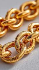Close up of gold thick chain jewelry