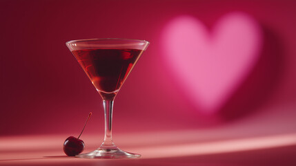 Cherry cocktail with heart shadow