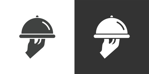 Fototapeta premium Hand Serving Food icon. Solid glyph series icon