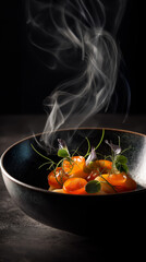 Gourmet smoked salmon dish with herbs