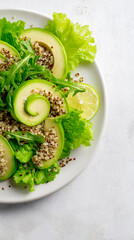 Avocado quinoa salad with leafy greens