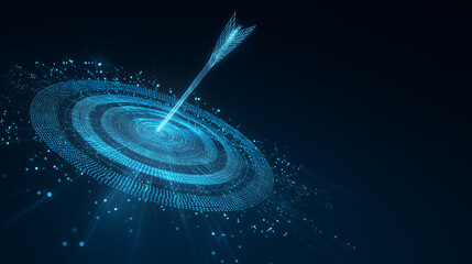 Digital dart hitting futuristic target