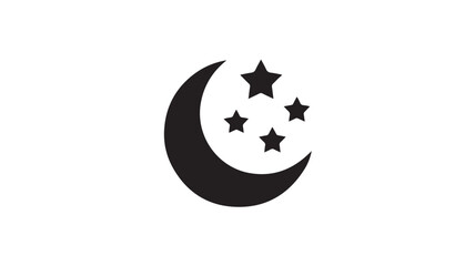 Obraz premium Crescent Moon with Stars Silhouette Simple Black Iconic Symbol on White Background for Astrology