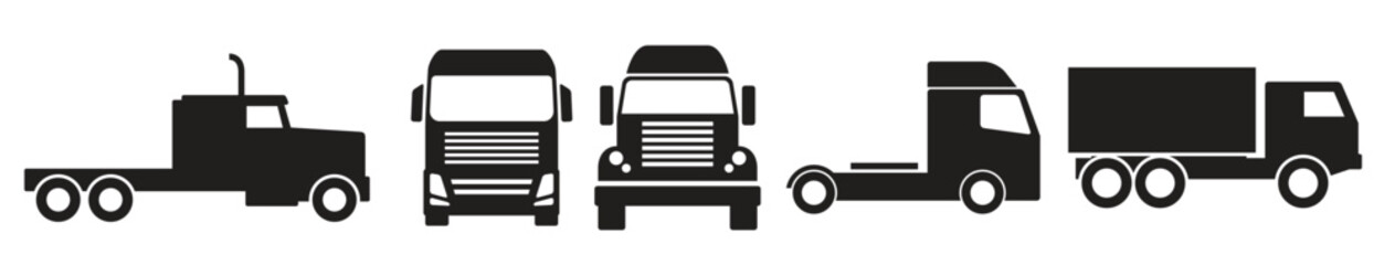  black truck icons set on whitr background © Mcxs