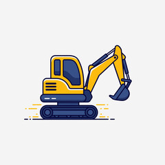 Naklejka premium Compact Excavator Machine Vector Art For Construction Industry Projects