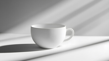 Fototapeta premium Elegant ceramic coffee cup monochrome background still life minimalist setting close-up modern aesthetic