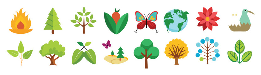 nature icon set collection illustration © Omwnw