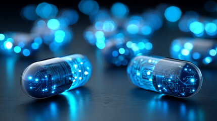 Technology sensitive pills, medical technology concepts