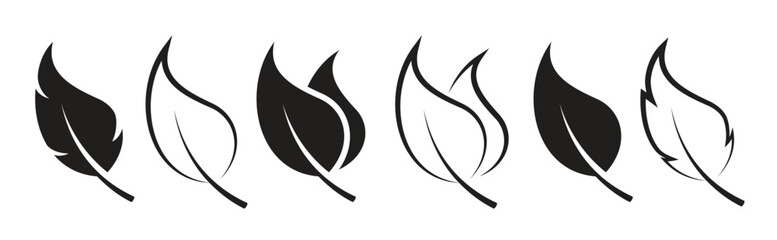 Obraz premium vector leaves icons set on white background black