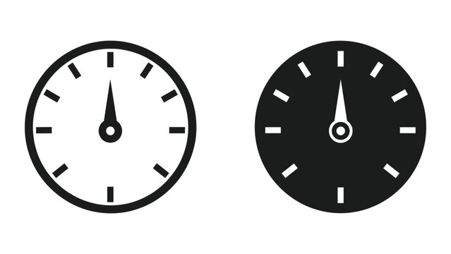 Clock face showing 12 o clock in black and white