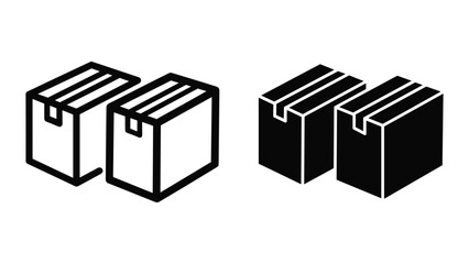 Simple black and white illustration of shipping containers