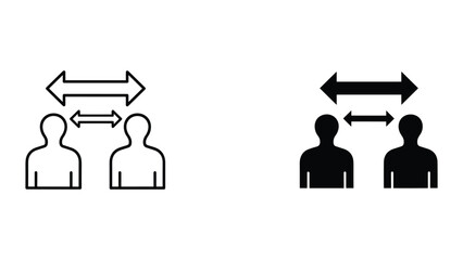 Communication between two people illustrated in simple graphics