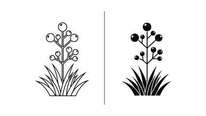 Simple black and white illustration of plants
