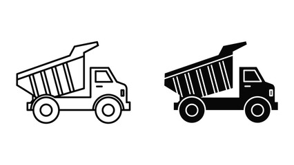 Dumping truck illustration with outline and solid style