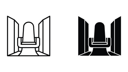 Simple line art illustration of a dental chair