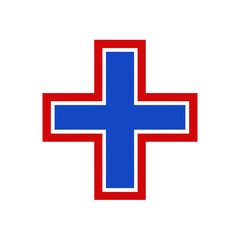 Fototapeta premium Blue and Red Cross App Icon.