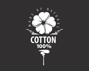 Minimalist cotton flower logo, Contemporary badge with ecoconscious cotton imagery, Sleek modern badge featuring cotton blossom for sustainable branding purposes