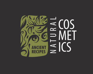 Fototapeta premium Handcrafted cosmetic label featuring leaf imagery design, Elegant organic beauty brand identity with natural motifs and modern typography