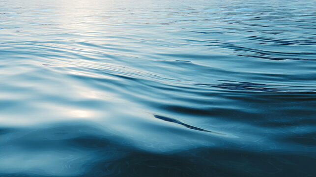 A serene and peaceful body of water with gentle waves and sunlight reflection