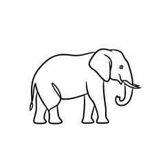 minimal elephant line black vector icon