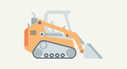 Naklejka premium Compact Orange Construction Vehicle with Bucket and Tracks