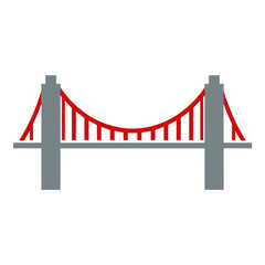 Red suspension bridge vector icon