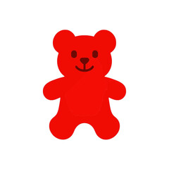 Red teddy bear flat vector icon.