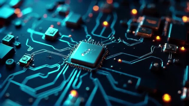 Immersive Video Showcasing Blue Lit Processor and Data Flow on Motherboard