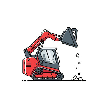 Compact Red Skid Steer Loader Moving Dirt Construction Machine