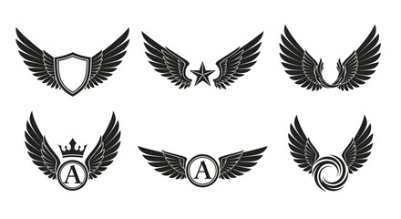 Fototapeta premium Heraldic wings set. Bird wings collection