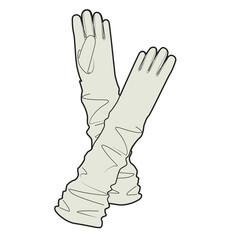 Women&rsquo;s opera gloves flat sketch vector mockup template technical illustration.