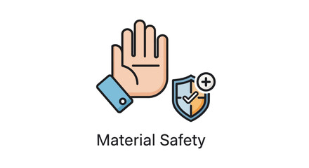 Obraz premium Material Safety Icon. Hand and Shield Symbol