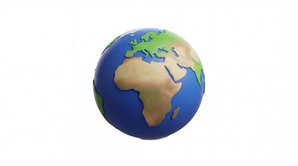 Fototapeta premium Earth globe model showcasing continents and oceans on white background.
