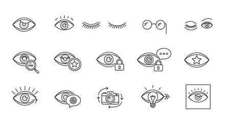Eye icons set, vision and perception concept