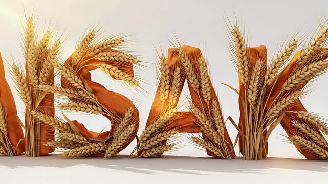 vaisakhi creative typography golden wheat stalks and orange fabric texture