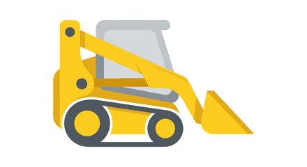 Naklejka premium Compact Yellow Skid Steer Loader Machine Icon Construction Equipment Simplified Design