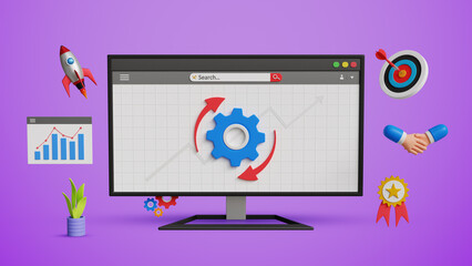 Business Transformation, Performance Enhancing, Restructure Organization, Improve Business Process, Service Updates and Maintenance Concept. System Improvements or Business Process on 3D Computer