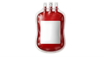 Obraz premium A blood bag with a white label on transparent background for medical purposes