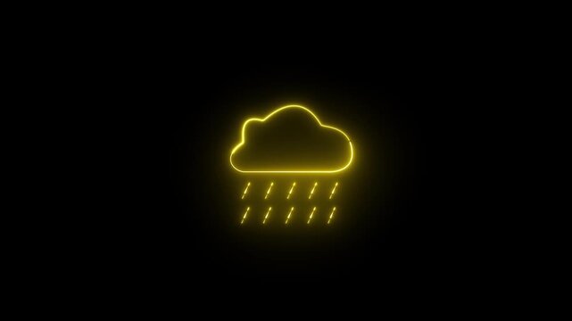 Neon line rain icon animation. rain cloud animated icon.