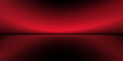 Red studio background. Abstract limbo podium studio room. Dark red gradient wall floor and spotlight scene. Showcase, promotion display. Vector stage mockup illustration
