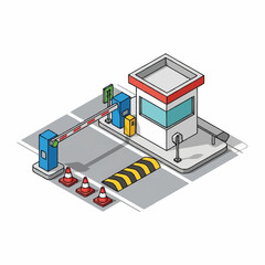 Toll Booth with Payment Terminal and Booth.