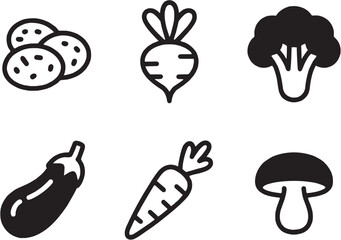 Fototapeta premium Vegetable icon set. featuring carrot, mushroom, broccoli, organic food and more icons. perfect vector icon collection.