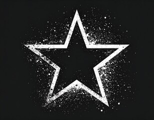 Bold white star outline over splattered paint on a dark background
