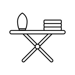 Foldable ironing board for laundry service line art icon
