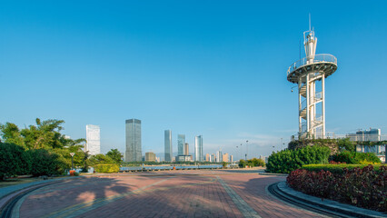 Fototapeta premium Urban View with Tower and Modern Skyscrapers