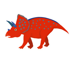 トリケラトプスのイメージ　カラフルな恐竜　イラスト　クリップアート　挿絵　png