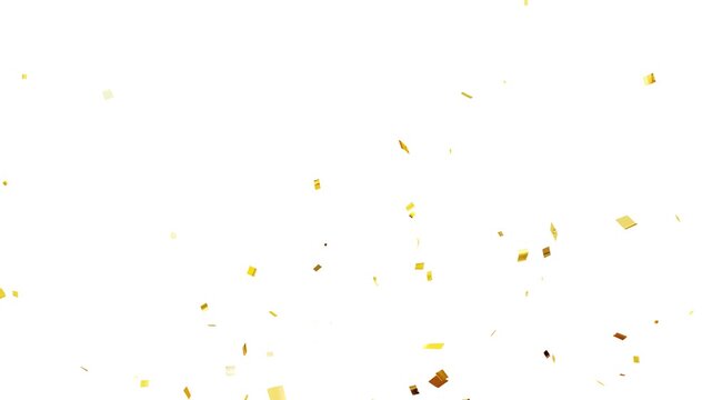3d rendering gold confetti particle animation. exploding gold confetti with alpha channel. New Year, and festive celebration videos.