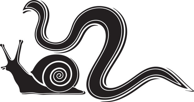 Snail with long body and spiral shell illustration design
