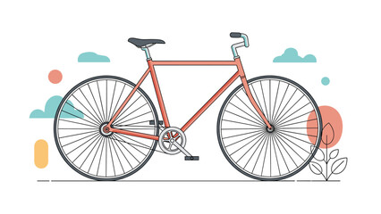 Fototapeta premium Elegant red road bicycle with thin tires and high handlebars shown against a soft pastel abstract background.